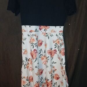 Floral Dress with Black Lace Top